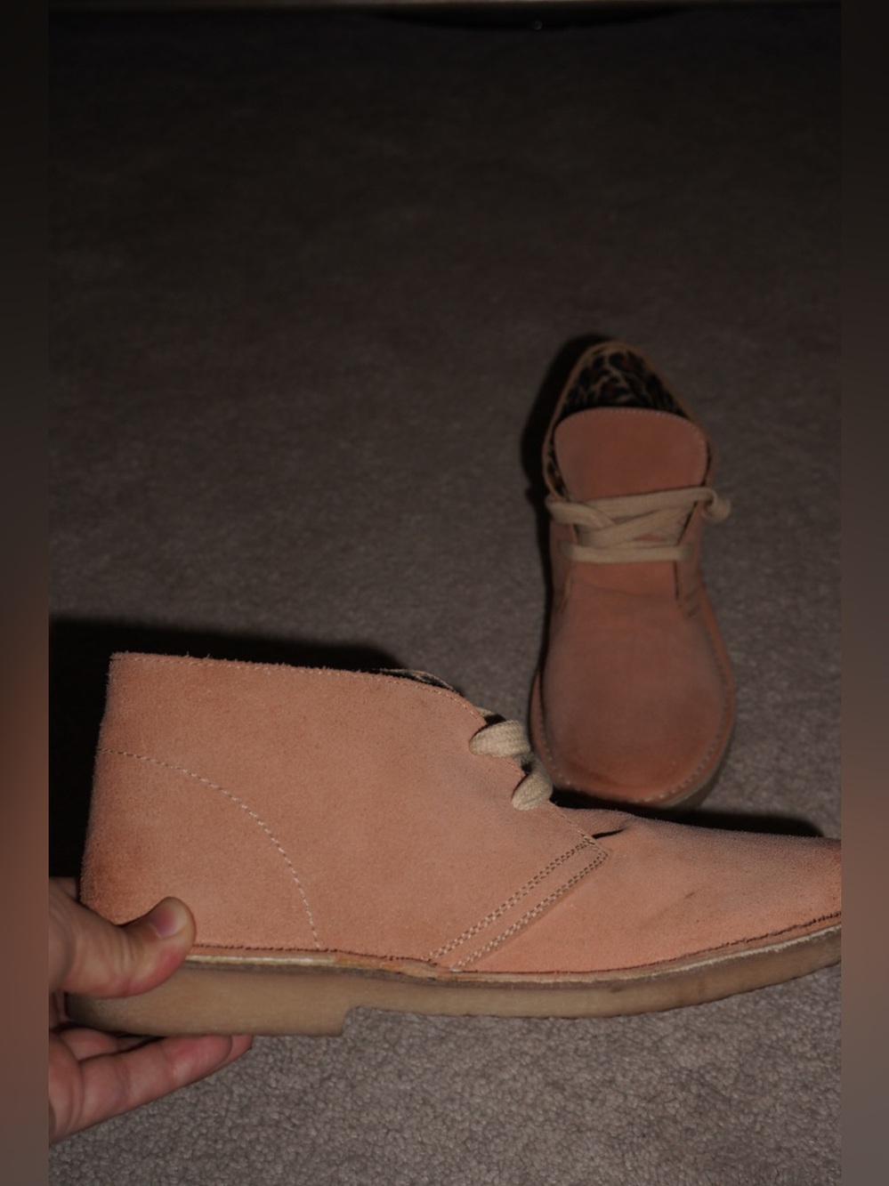 Suede Chukka Boots in Peach - Casual Lace-Up